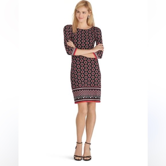 WHBM Patterned Dress w 3/4 Sleeves - Picture 8 of 10